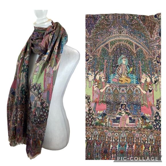 High Quality Multicolor Print Large Indian Inspired‎ Scarf - Picture 1 of 10